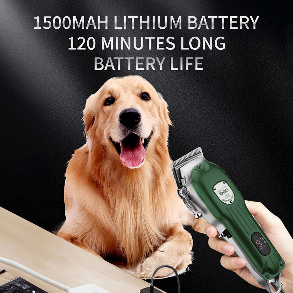 Tondeuse silencieuse professionnelle pour animaux, kit de toilettage pour chiens et chats, sans fil, 2 heures d’autonomie, rechargeable | Sulvida