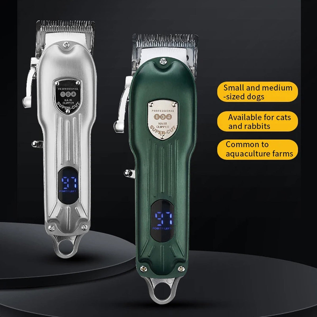 Tondeuse silencieuse professionnelle pour animaux, kit de toilettage pour chiens et chats, sans fil, 2 heures d’autonomie, rechargeable | Sulvida