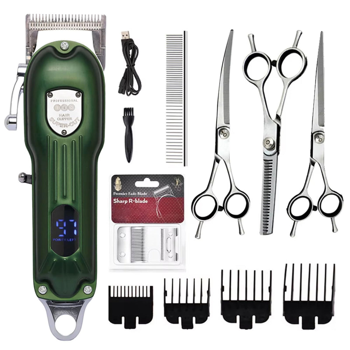 Tondeuse silencieuse professionnelle pour animaux, kit de toilettage pour chiens et chats, sans fil, 2 heures d’autonomie, rechargeable | Sulvida