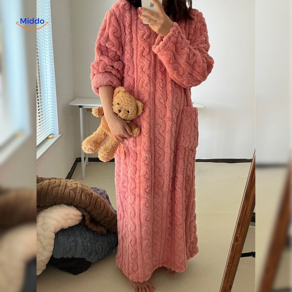 Lange Fleece Loungedeken met Zakken en Mouwen – Draagbare Deken voor Warmte Comfort Winter Relaxen Thuis | Sulvida