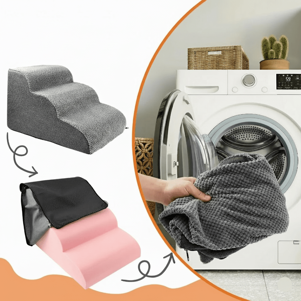 Huisdierentrapje met Antislip Treden en Fluwelen Hoes voor Bed en Bank – Gewrichtsvriendelijk Opstapje | Sulvida