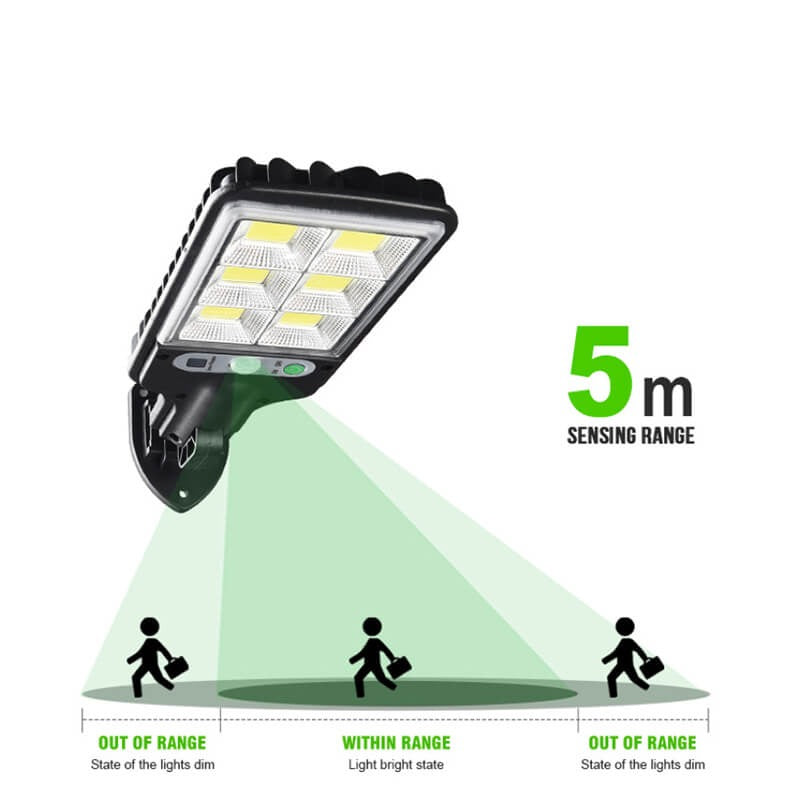 Zonne-energielamp voor buiten met bewegingssensor en afstandsbediening waterdicht IP67 tuinverlichting | Sulvida