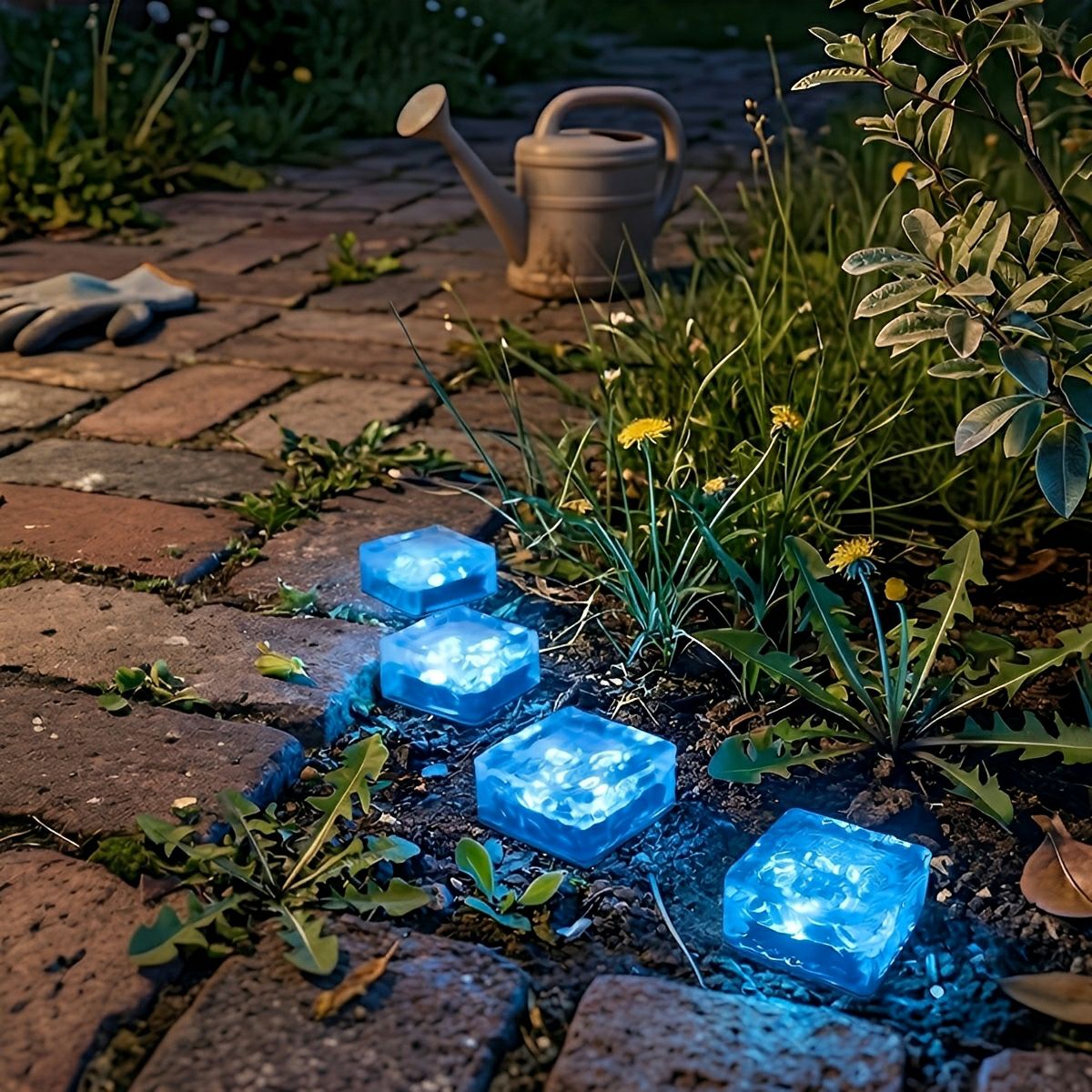 Zonne-energie LED Tuinverlichting Vierkant Kristalglas Tuinlamp Waterdicht Padverlichting Gazon Buitenlamp | Sulvida