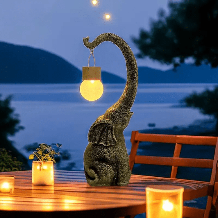 Decoratieve Olifantenlamp op Zonne-energie Metalen Tuinverlichting Warm Licht Tuin Terras Buiten Decoratie | Sulvida