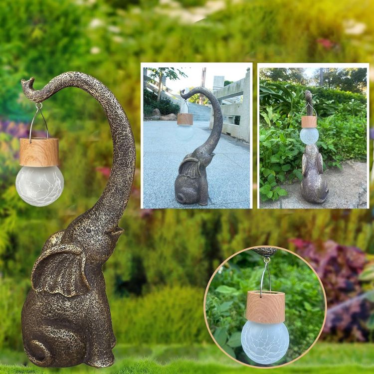 Decoratieve Olifantenlamp op Zonne-energie Metalen Tuinverlichting Warm Licht Tuin Terras Buiten Decoratie | Sulvida