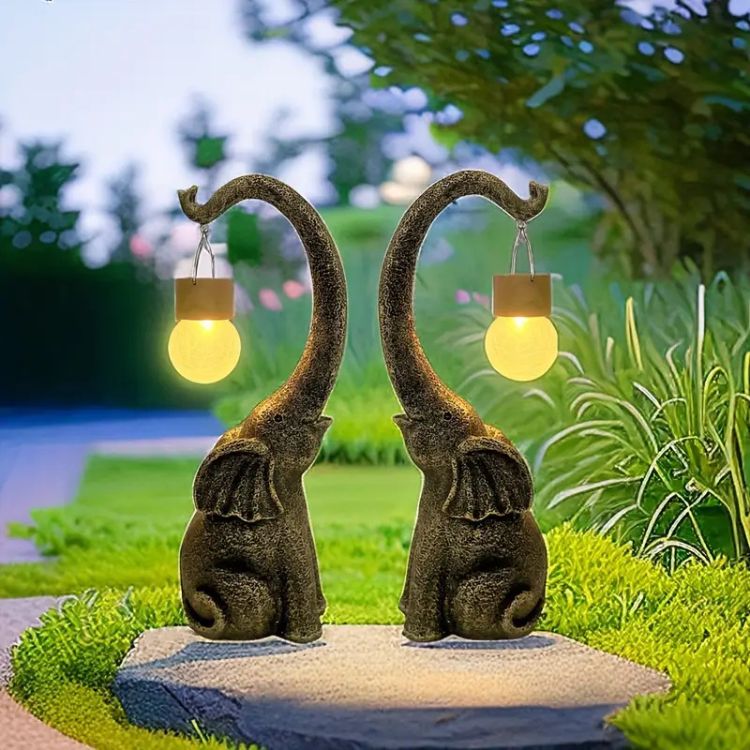 Decoratieve Olifantenlamp op Zonne-energie Metalen Tuinverlichting Warm Licht Tuin Terras Buiten Decoratie | Sulvida