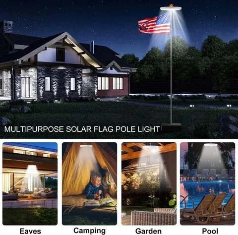 Zonne-energie LED Vlaggenmastverlichtingsysteem 26 LEDs 700 Lumen Waterdicht IP67 Buitenverlichting Tuin | Sulvida