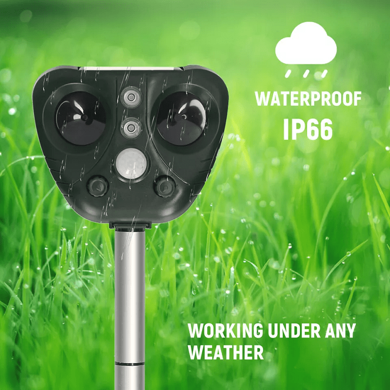 Zonne-energie Vogelverjager Ultrasone Geluid Beweging Tuin Balkon Vogels Verjagen LED-lichten IP44 Waterdicht | Sulvida