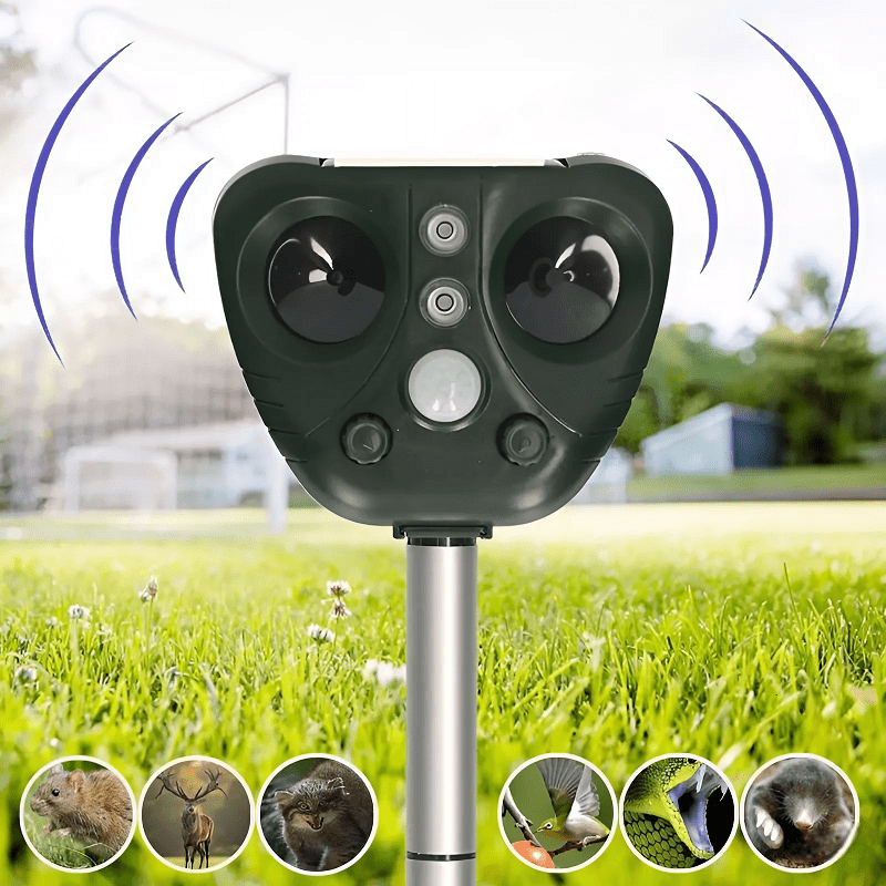 Zonne-energie Vogelverjager Ultrasone Geluid Beweging Tuin Balkon Vogels Verjagen LED-lichten IP44 Waterdicht | Sulvida