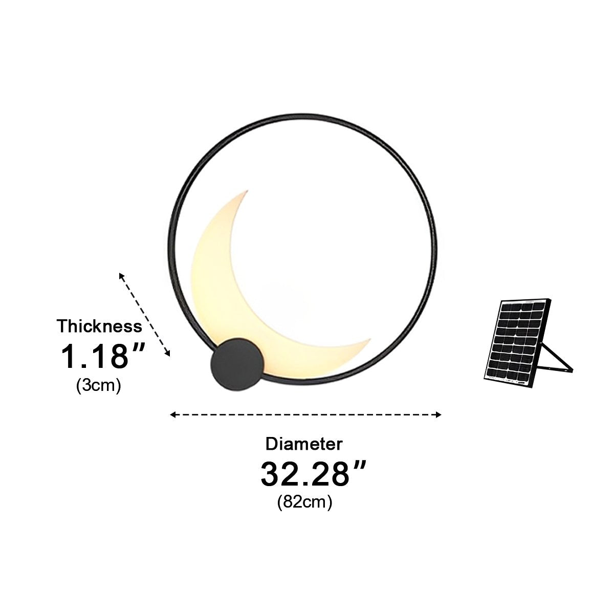 Zonne-energie Wandlamp Halve Maan Zwart Weerbestendig LED Buitenverlichting voor Tuin Terras Balkon Patio | Sulvida