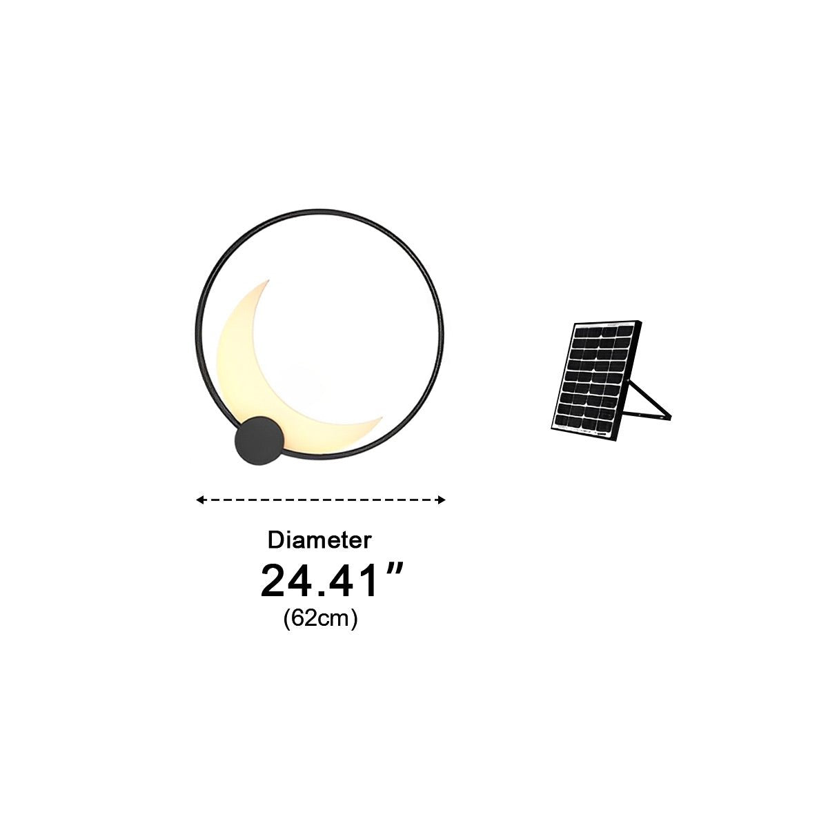 Zonne-energie Wandlamp Halve Maan Zwart Weerbestendig LED Buitenverlichting voor Tuin Terras Balkon Patio | Sulvida