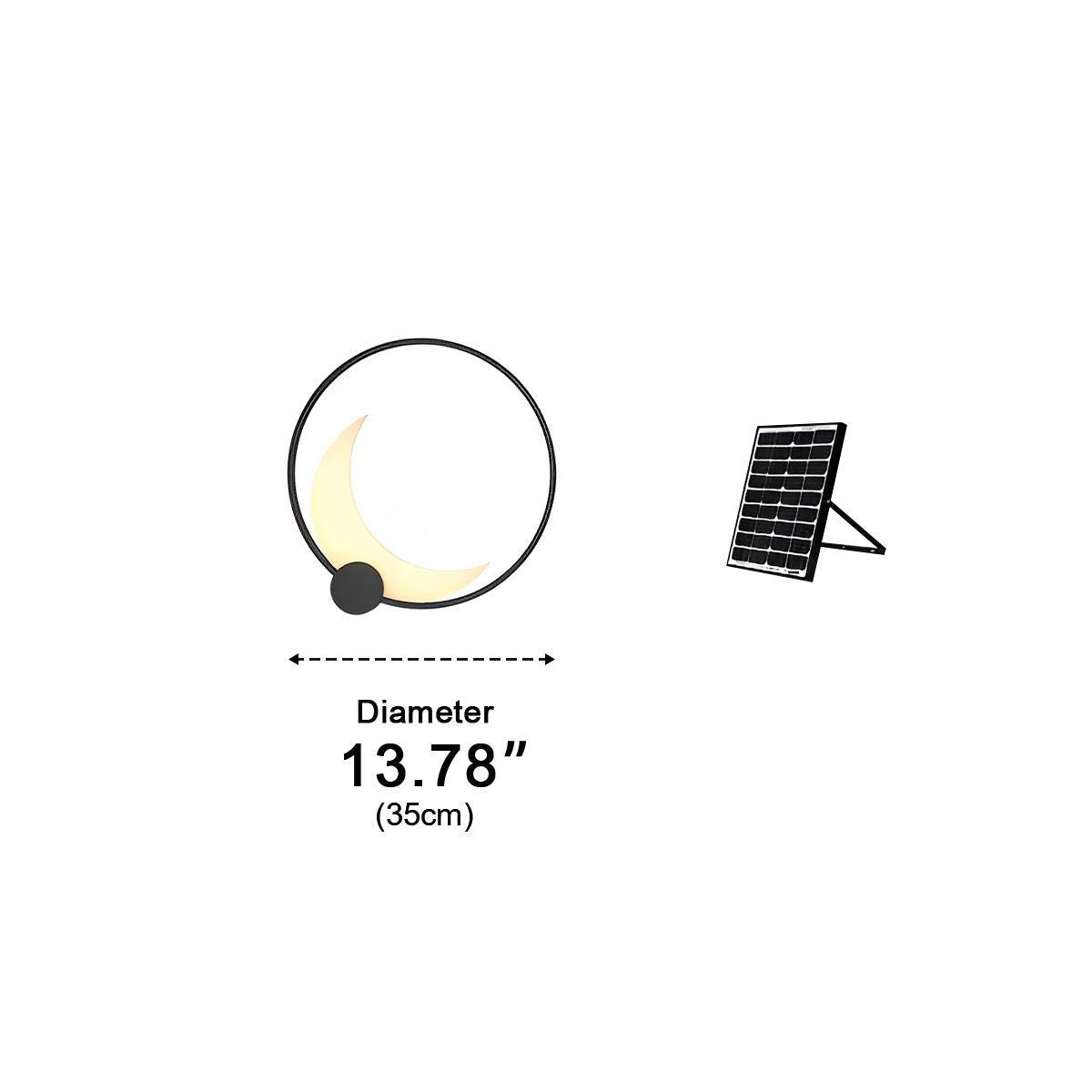 Zonne-energie Wandlamp Halve Maan Zwart Weerbestendig LED Buitenverlichting voor Tuin Terras Balkon Patio | Sulvida