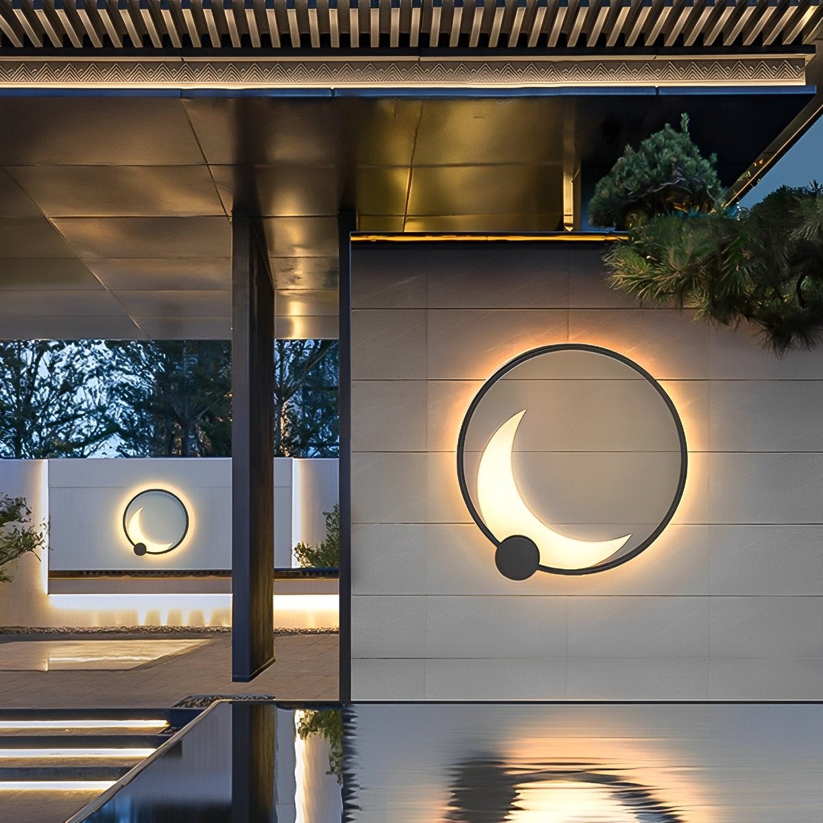 Zonne-energie Wandlamp Halve Maan Zwart Weerbestendig LED Buitenverlichting voor Tuin Terras Balkon Patio | Sulvida
