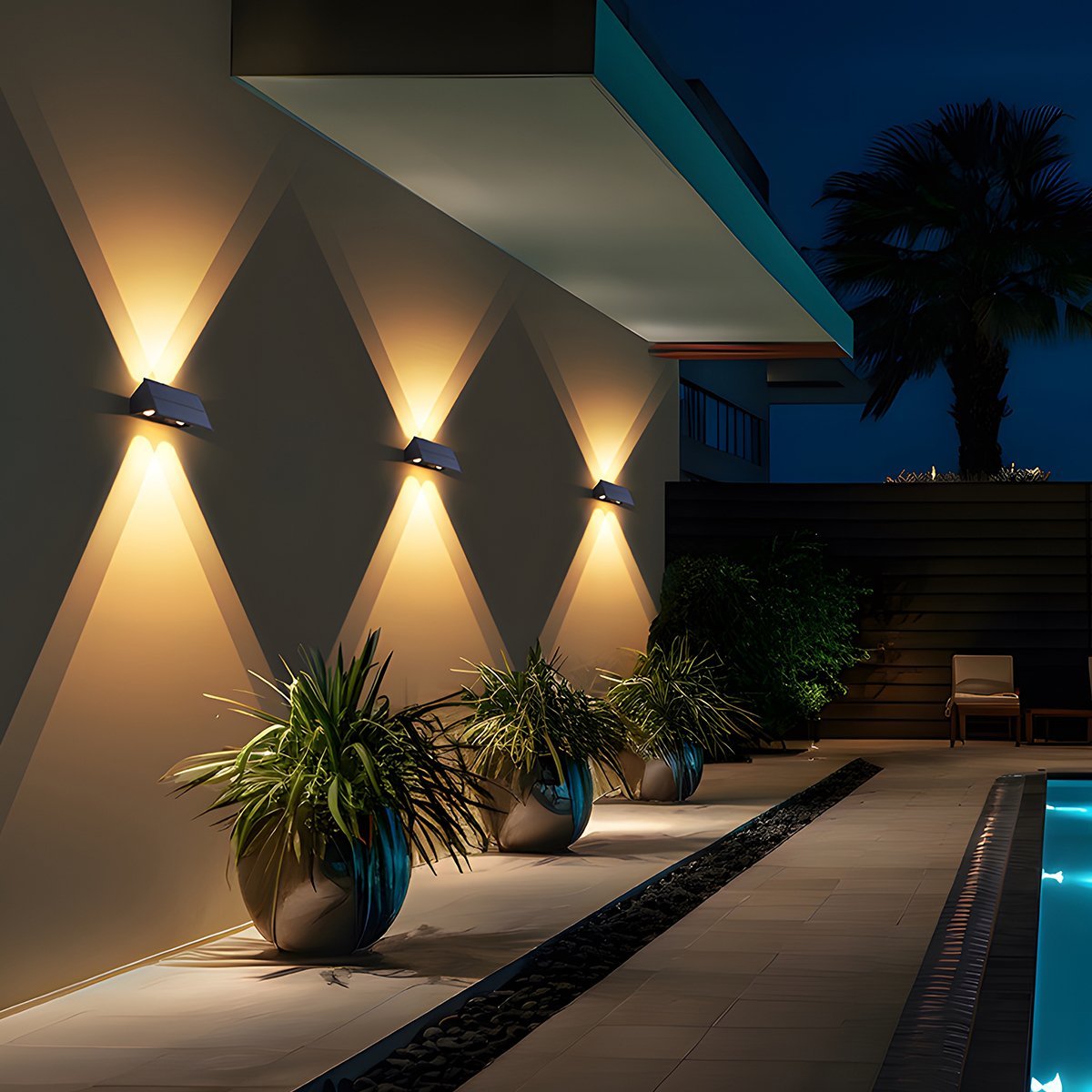 Zonne-energie Wandlamp Buiten Zwart IP65 LED Verlichting Waterdicht Up-Down Licht voor Tuin Terras Balkon | Sulvida