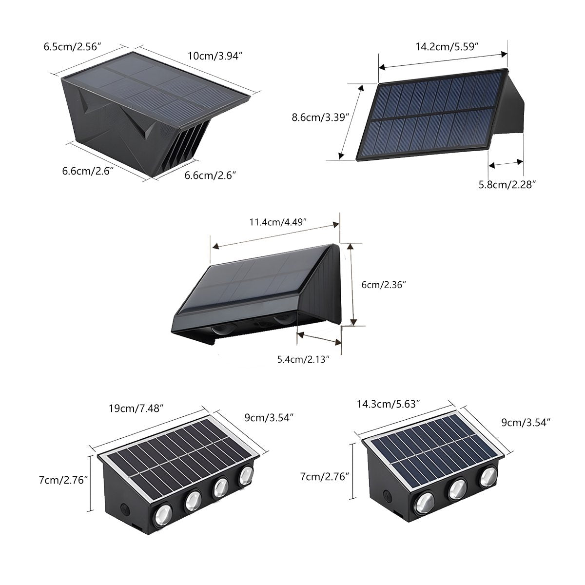 Zonne-energie Wandlamp Buiten Zwart IP65 LED Verlichting Waterdicht Up-Down Licht voor Tuin Terras Balkon | Sulvida
