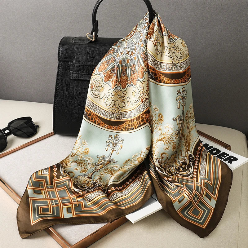 Zijden sjaaltje geruite print 70×70 cm dames sjaal haarband accessoire stijlvol elegant lente zomer cadeau | Sulvida
