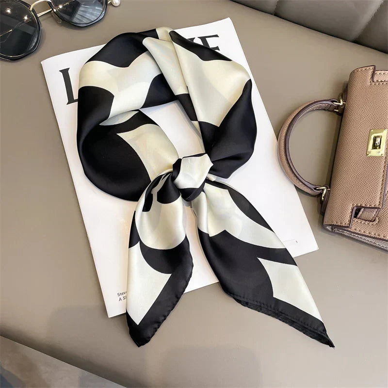 Zijden sjaaltje geruite print 70×70 cm dames sjaal haarband accessoire stijlvol elegant lente zomer cadeau | Sulvida