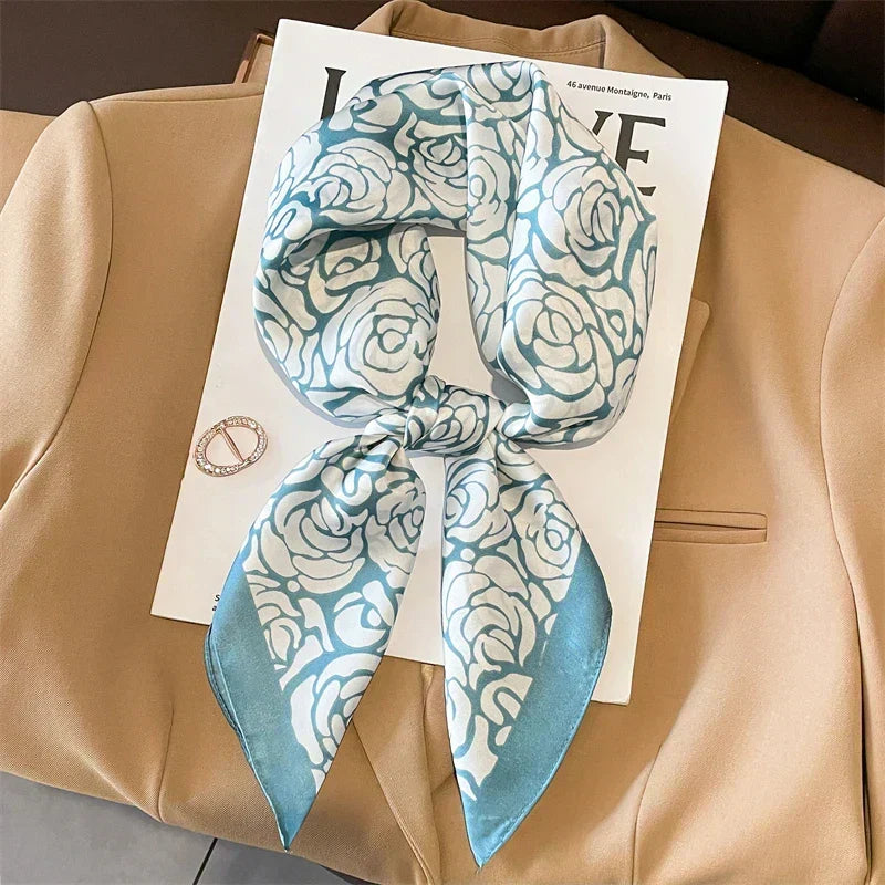 Zijden sjaaltje geruite print 70×70 cm dames sjaal haarband accessoire stijlvol elegant lente zomer cadeau | Sulvida