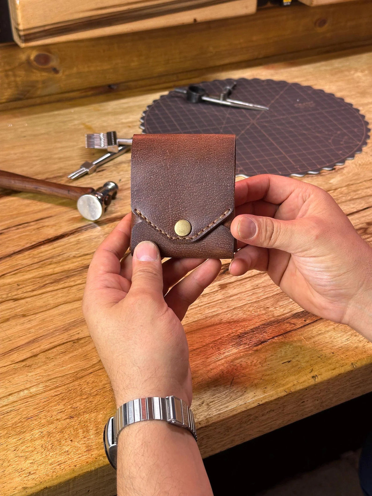 Compacte Lederen Portemonnee met Penhouder Full Grain Handgemaakt Kaarthouder Heren Dames Accessoire | Sulvida
