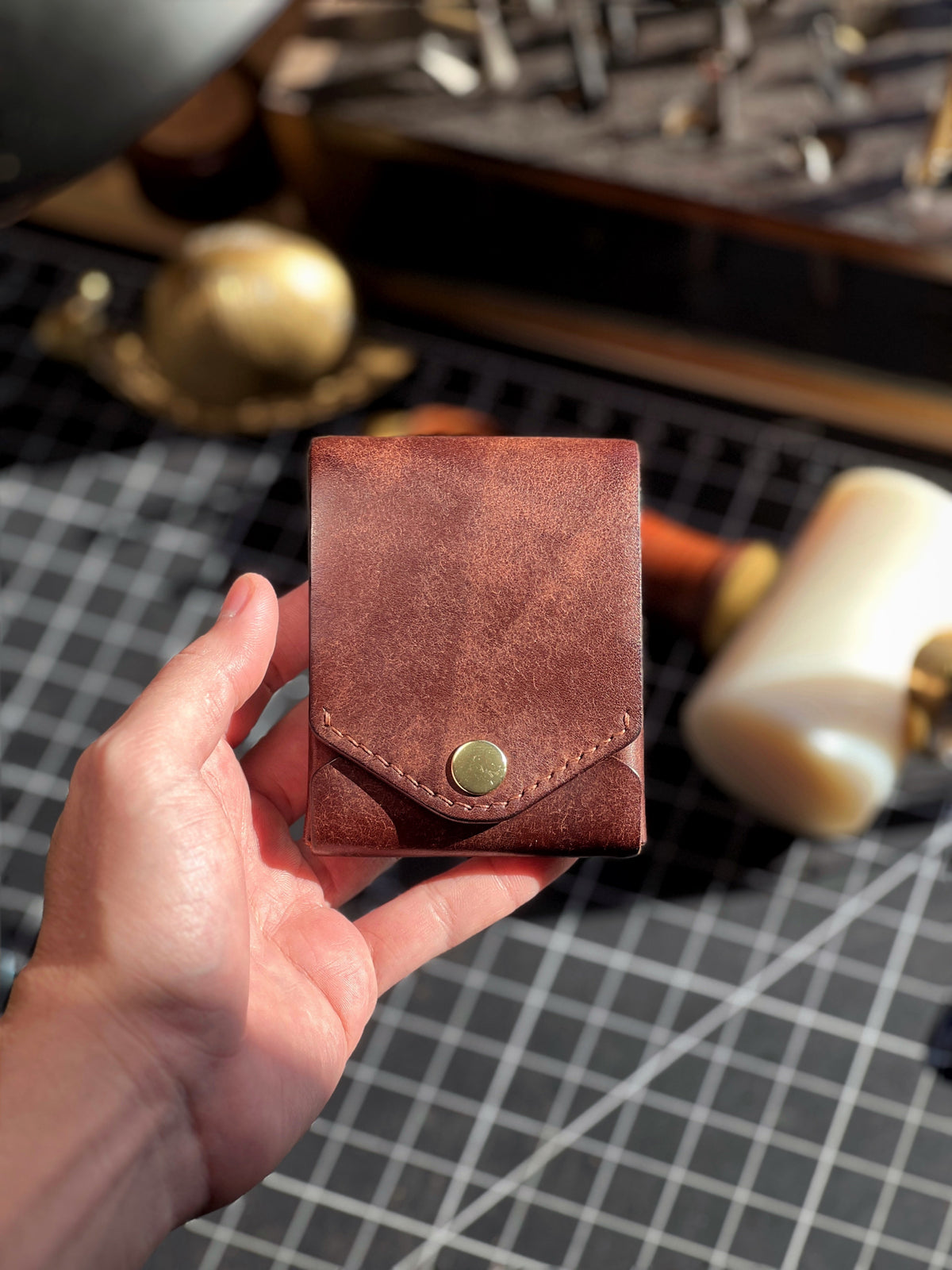 Compacte Lederen Portemonnee met Penhouder Full Grain Handgemaakt Kaarthouder Heren Dames Accessoire | Sulvida