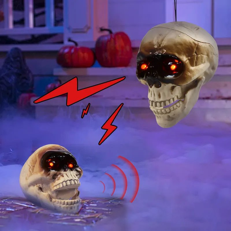 Halloween Doodskop Decoratie met Bewegingssensor LED-verlichting Geluid Griezel Schedel Feestdecoratie | Sulvida