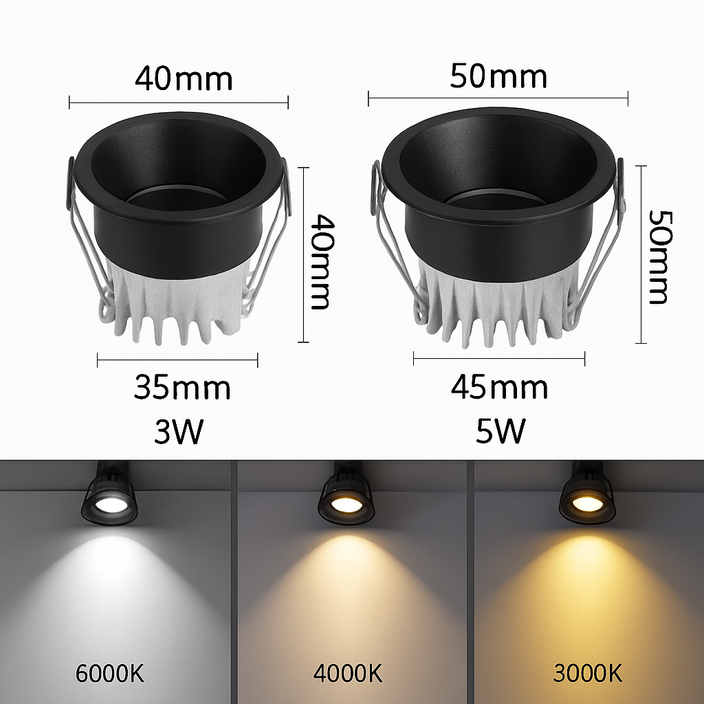 Inbouwspot LED Dimbaar 3W 5W COB Verlichting Aluminium Plafondlamp Anti-verblinding Zwart Wit Inbouw Spots | Sulvida
