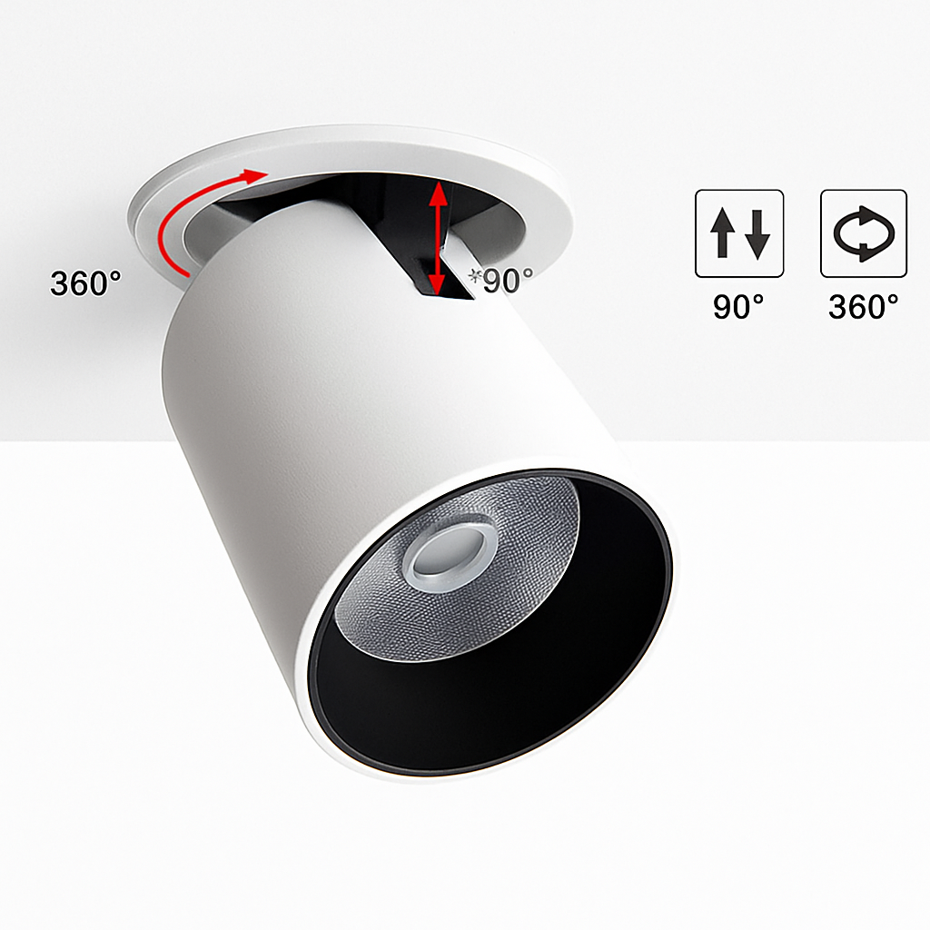 Verstelbare LED-spot metaal chroom wit zwart keuken woonkamer slaapkamer badkamer 12W geïntegreerde verlichting | Sulvida