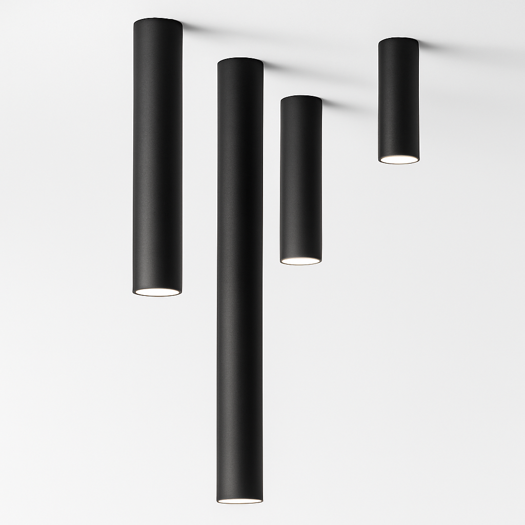 LED Plafondspot Opbouw Aluminium Tubular Design Zwart Wit Warm Neutraal Koel Wit 10-40cm voor Woonkamer Keuken Horeca | Sulvida