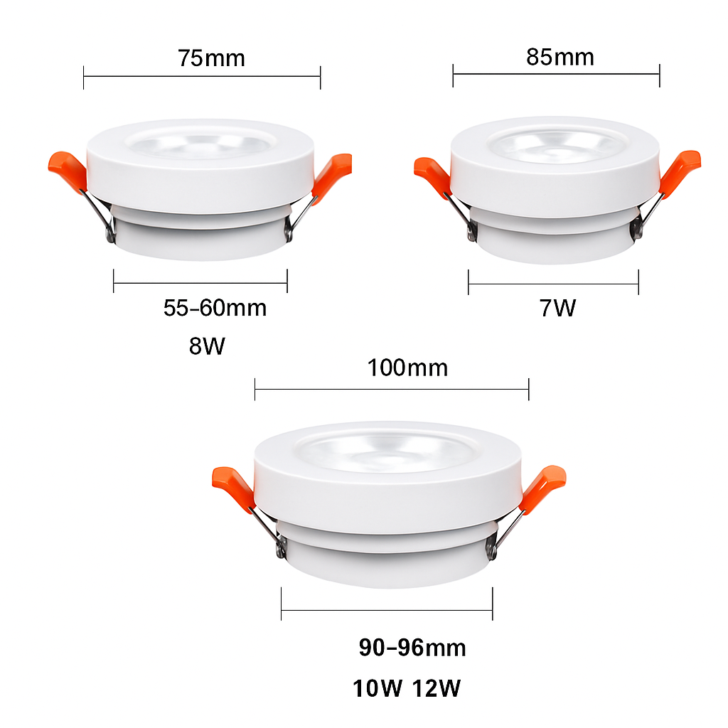 Inbouwspot LED rond orienteerbaar aluminium zwart wit dimbaar warm naturel koel licht 3W-12W plafond | Sulvida