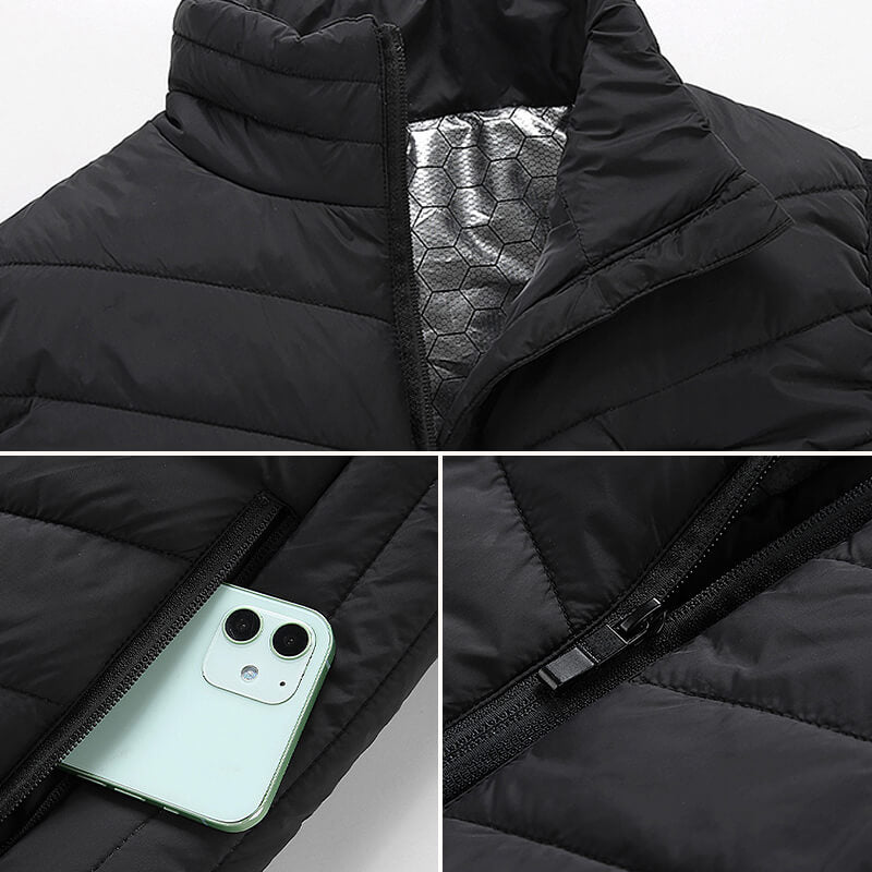 Gilet d’hiver chauffant avec zones chauffantes USB et température réglable pour un confort optimal du haut du corps | Sulvida