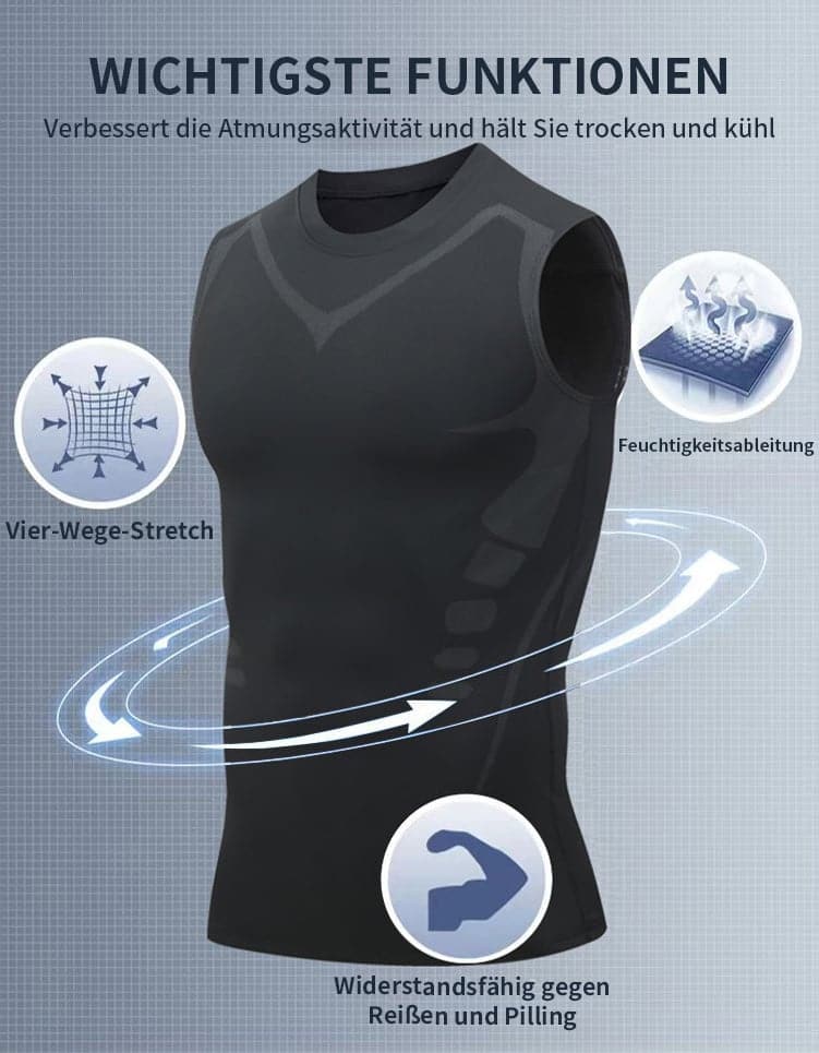 Compressie Vest Mouwloos – Lichaamsvormend Ionic Hemd voor Mannen | Sulvida