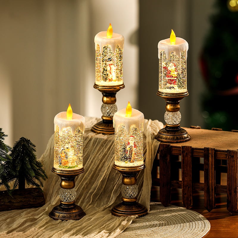 Kerstkaars met Nachtlampje Functie Sfeerlicht Warmwit LED Kaarslicht Kersttafel Decoratie Sfeerverlichting | Sulvida