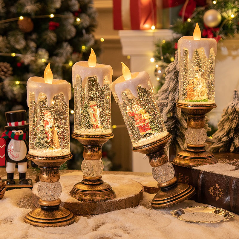 Kerstkaars met Nachtlampje Functie Sfeerlicht Warmwit LED Kaarslicht Kersttafel Decoratie Sfeerverlichting | Sulvida