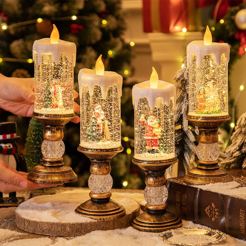 Kerstkaars met Nachtlampje Functie Sfeerlicht Warmwit LED Kaarslicht Kersttafel Decoratie Sfeerverlichting | Sulvida