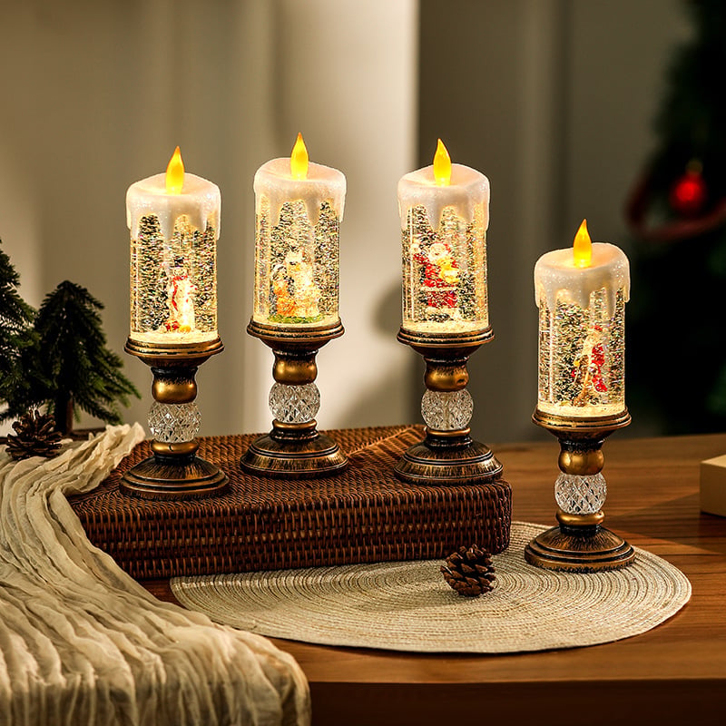 Kerstkaars met Nachtlampje Functie Sfeerlicht Warmwit LED Kaarslicht Kersttafel Decoratie Sfeerverlichting | Sulvida