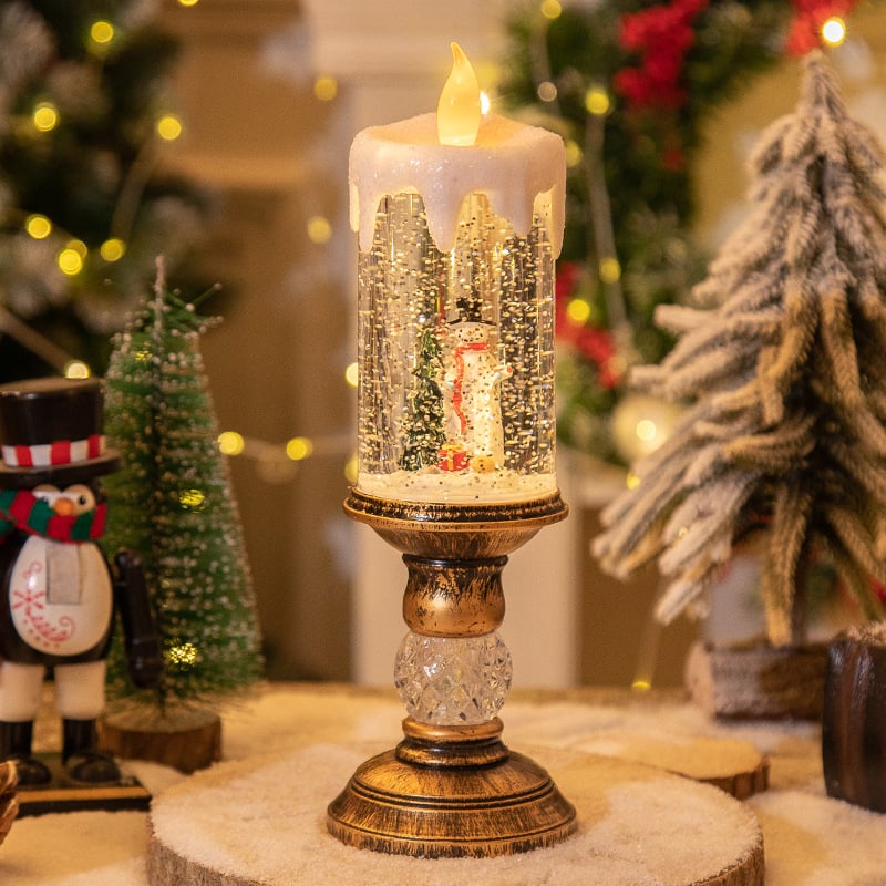 Kerstkaars met Nachtlampje Functie Sfeerlicht Warmwit LED Kaarslicht Kersttafel Decoratie Sfeerverlichting | Sulvida