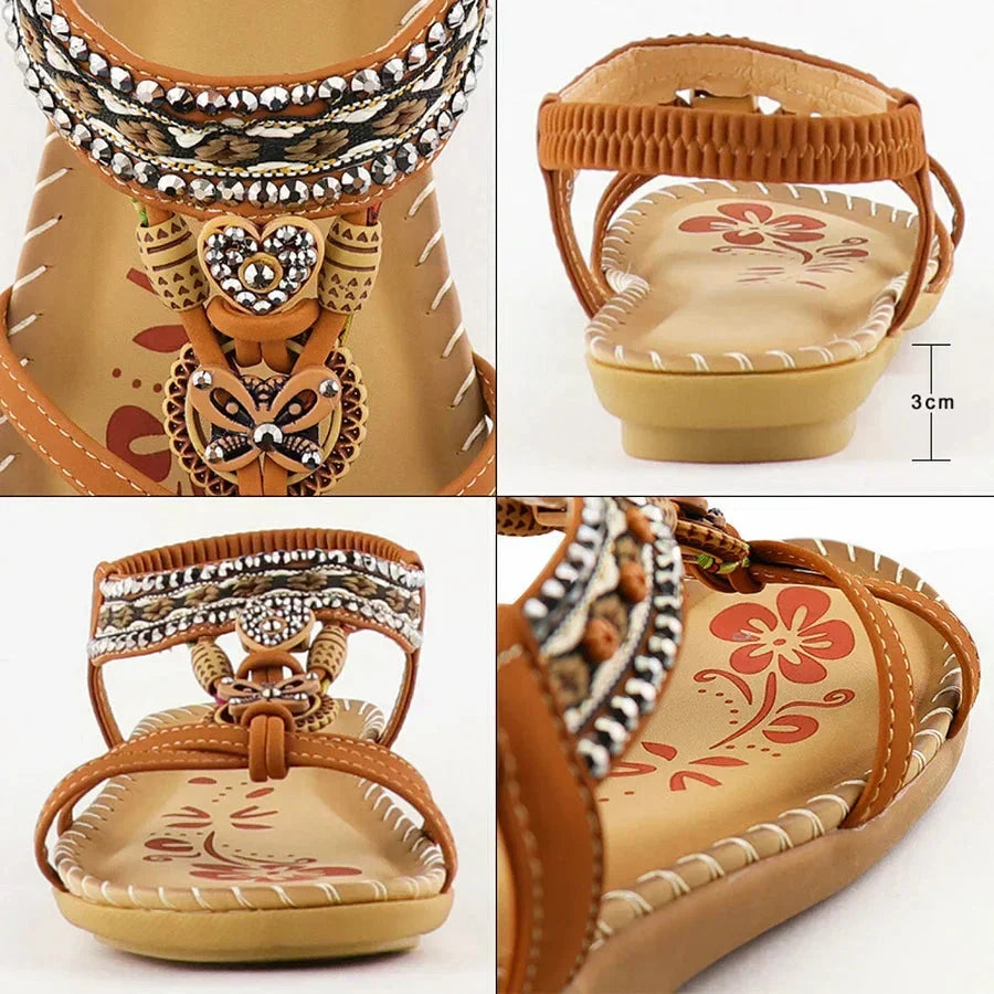 Bohemian Sandalen Dames met Antislipzool Zomer Comfortschoenen Elastisch Licht Strandsandalen Vakantie | Sulvida
