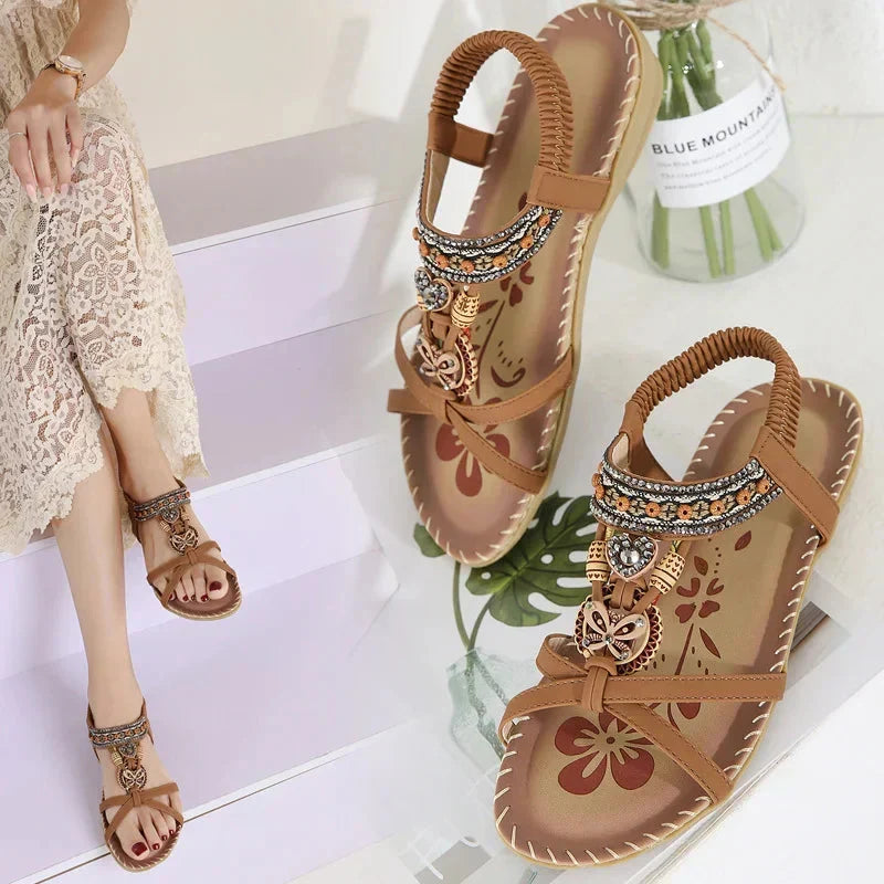 Bohemian Sandalen Dames met Antislipzool Zomer Comfortschoenen Elastisch Licht Strandsandalen Vakantie | Sulvida