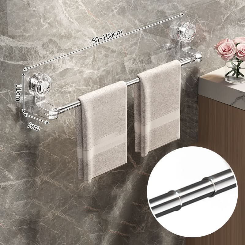 Porte-serviettes extensible sans perçage 30-60 cm, noir, blanc ou acier inoxydable, pivotant à 180°, autocollant, fixation murale pour salle de bains - Sulvida