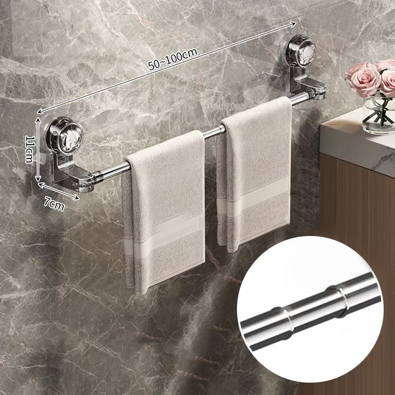 Porte-serviettes extensible sans perçage 30-60 cm, noir, blanc ou acier inoxydable, pivotant à 180°, autocollant, fixation murale pour salle de bains - Sulvida