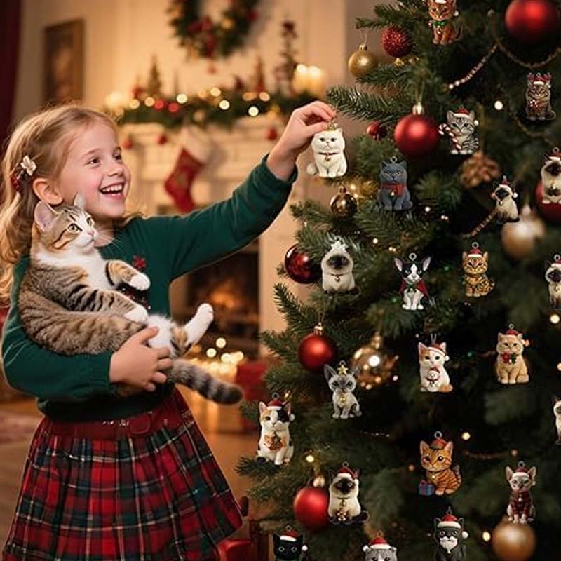 Kerstkalender met 24 Acryl Kattenfiguren – December Aftelkalender Decoratie voor Kattenliefhebbers Thuis | Sulvida