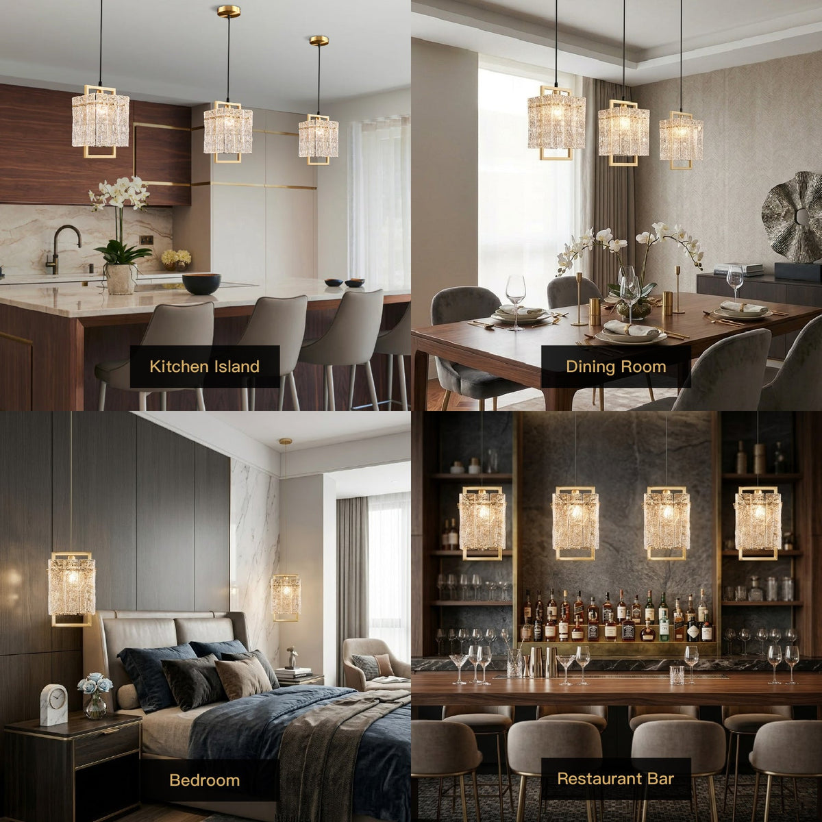 Hanglamp vierkant frame gecraqueleerd glas goud ijzer modern design E12 fitting 16×30 cm woonkamer eetkamer | Sulvida