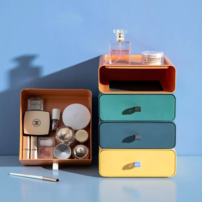 Stapelbare Opbergbox Kunststof Organizer voor Kantoor Badkamer Slaapkamer Klein Formaat 19 x 20 x 8 cm | Sulvida