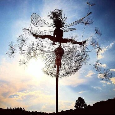 Handgemaakte Metalen Tuinfee Sculptuur 70cm Sprookjesbeeld Tuindecoratie Buitendecoratie Fantasie Ornament | Sulvida