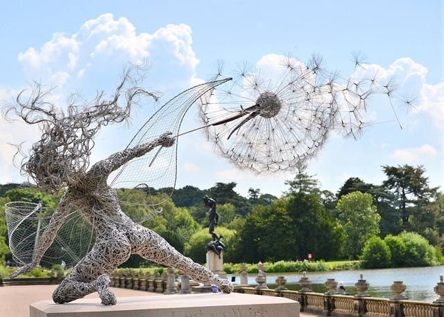 Handgemaakte Metalen Tuinfee Sculptuur 70cm Sprookjesbeeld Tuindecoratie Buitendecoratie Fantasie Ornament | Sulvida