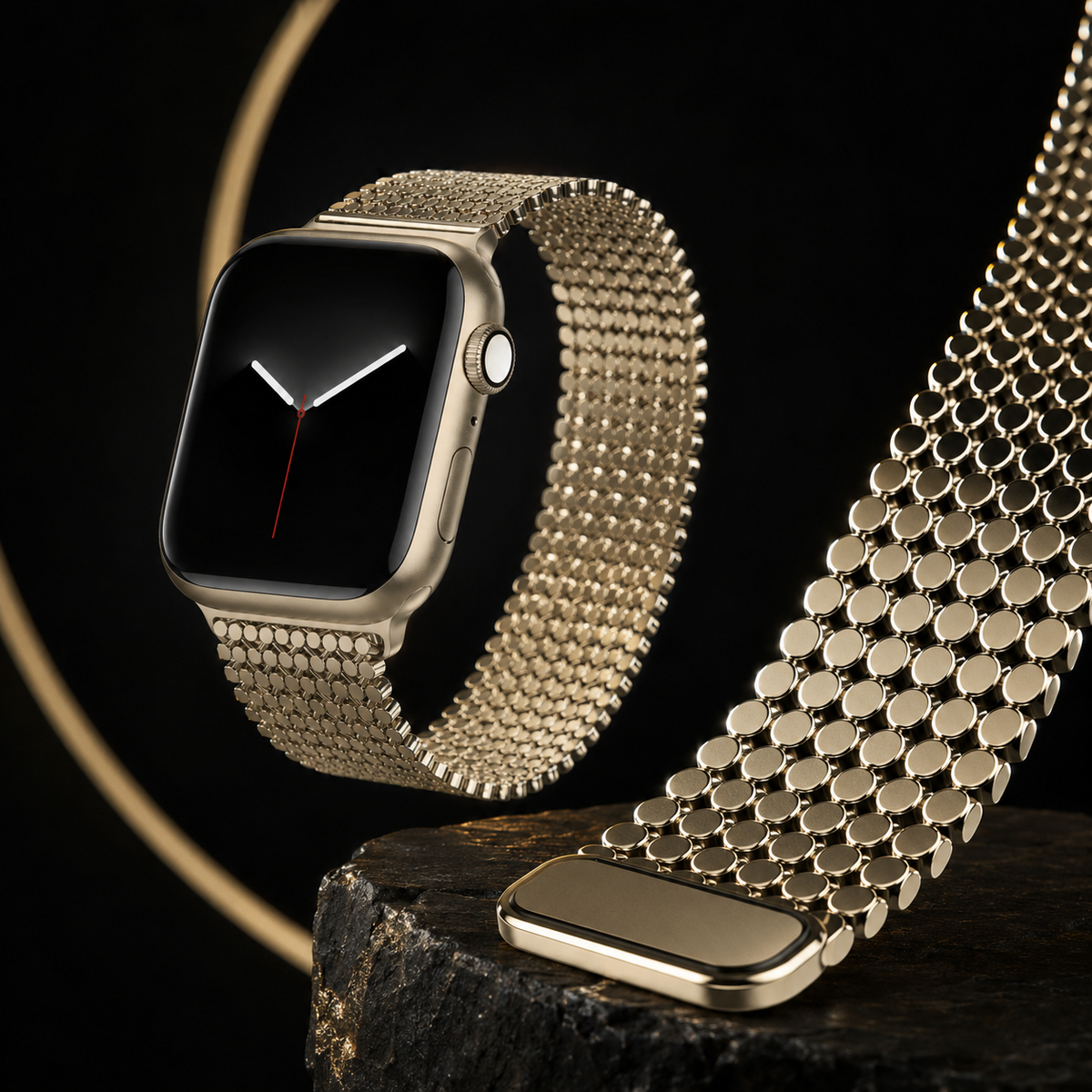 Bracelet à maillons en métal magnétique pour Apple Watch – Ajustement sans cran Series 12 46mm Ultra 4 49mm montre connectée | Sulvida