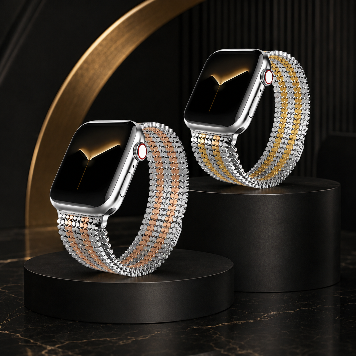 Bracelet à maillons en métal magnétique pour Apple Watch – Ajustement sans cran Series 12 46mm Ultra 4 49mm montre connectée | Sulvida
