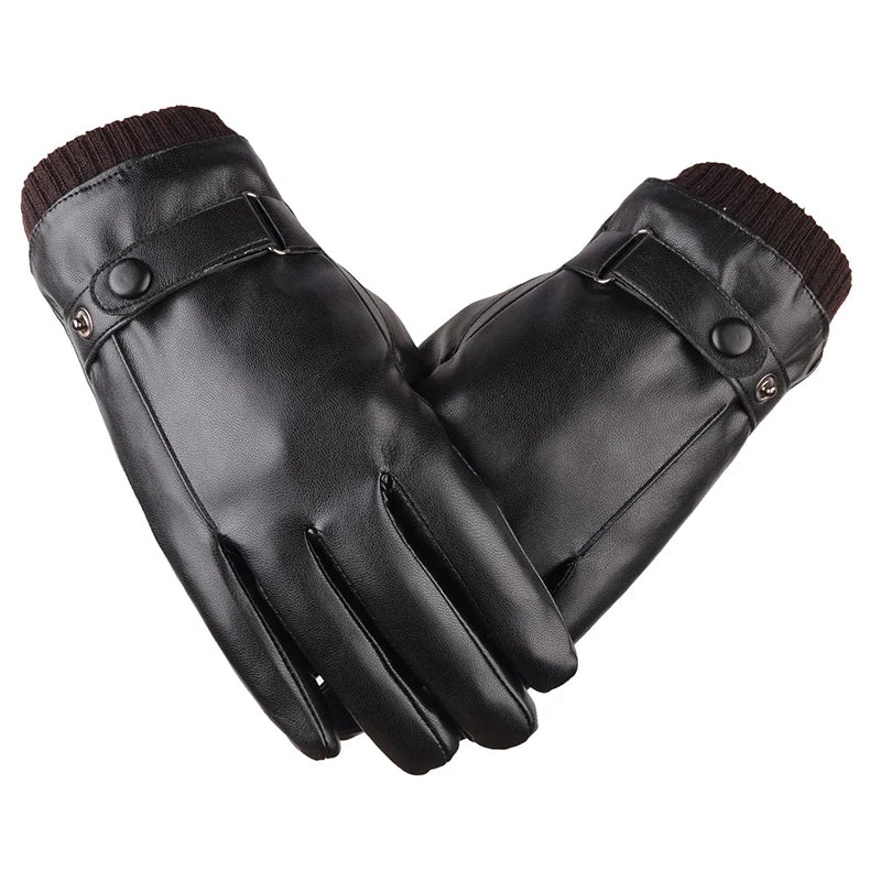 Leren Touchscreen Handschoenen Heren Winterhandschoenen Winddicht Warm Zwart Elegant Winteraccessoire | Sulvida