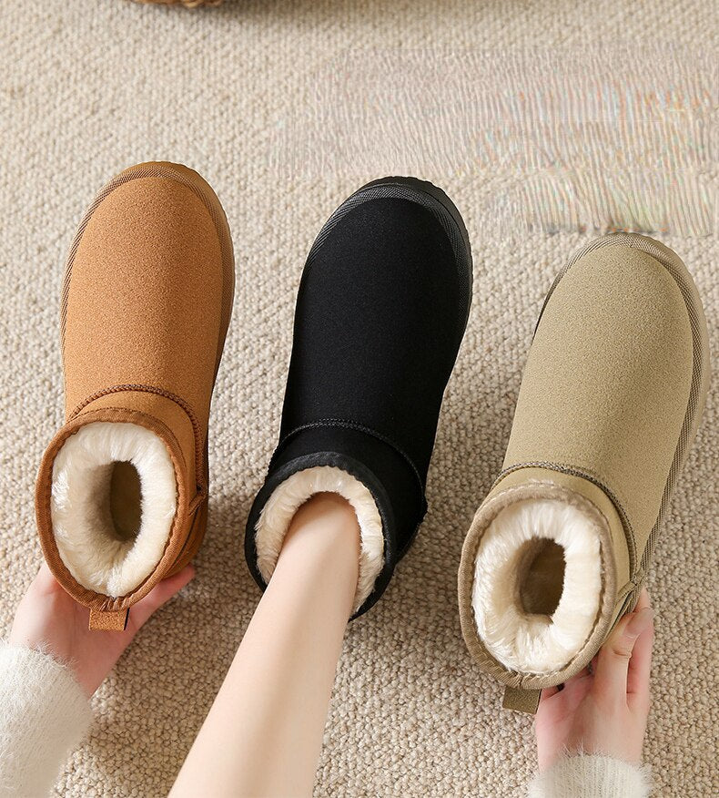 Leren Enkellaarzen met Warme Voering voor Dames Bruin Zwart Khaki Winter Waterbestendig Antislip Comfortabel | Sulvida