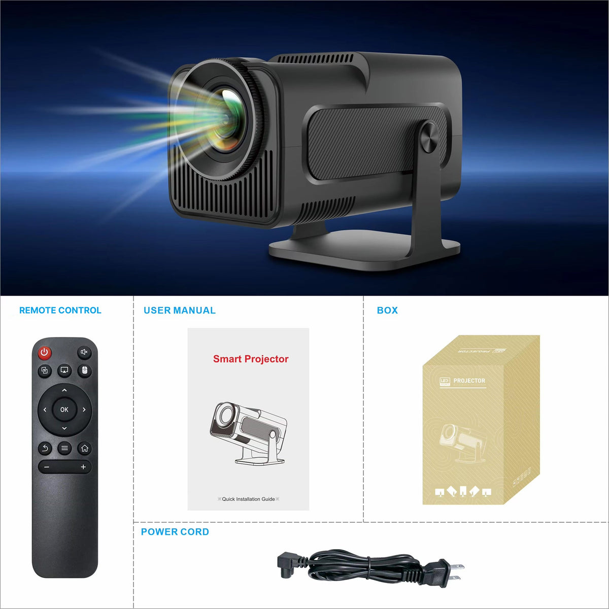 Projecteur d’extérieur compact, 300 lumens ANSI, Full HD 1080p, Android 11, sans fil, 150 pouces, portable | Sulvida